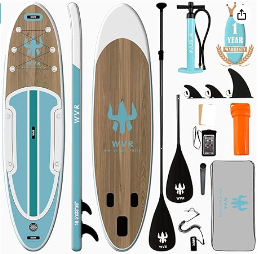 WVR 10'6" Wood Grain Blue Inflatable Paddle Board